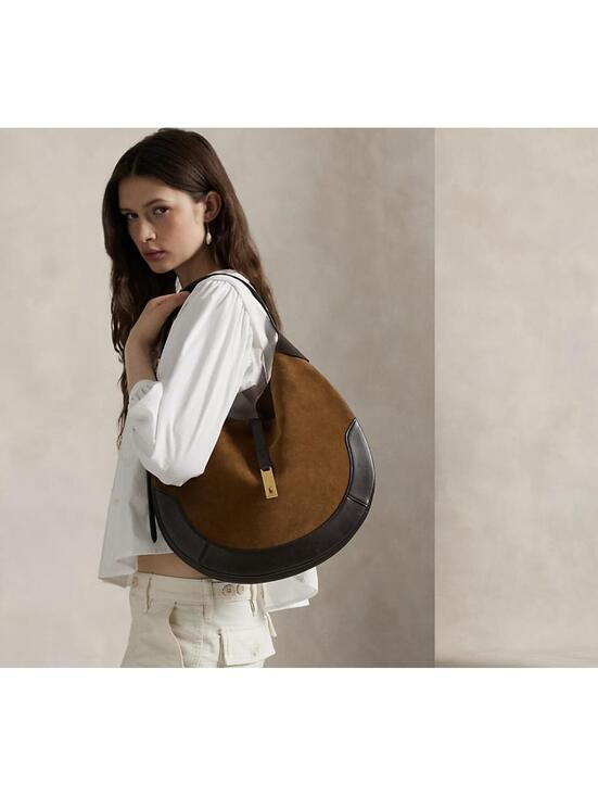 Ralph Lauren Handbags - Polo ID Ralph Lauren Women's Brown Suede Large Shoulder Bag